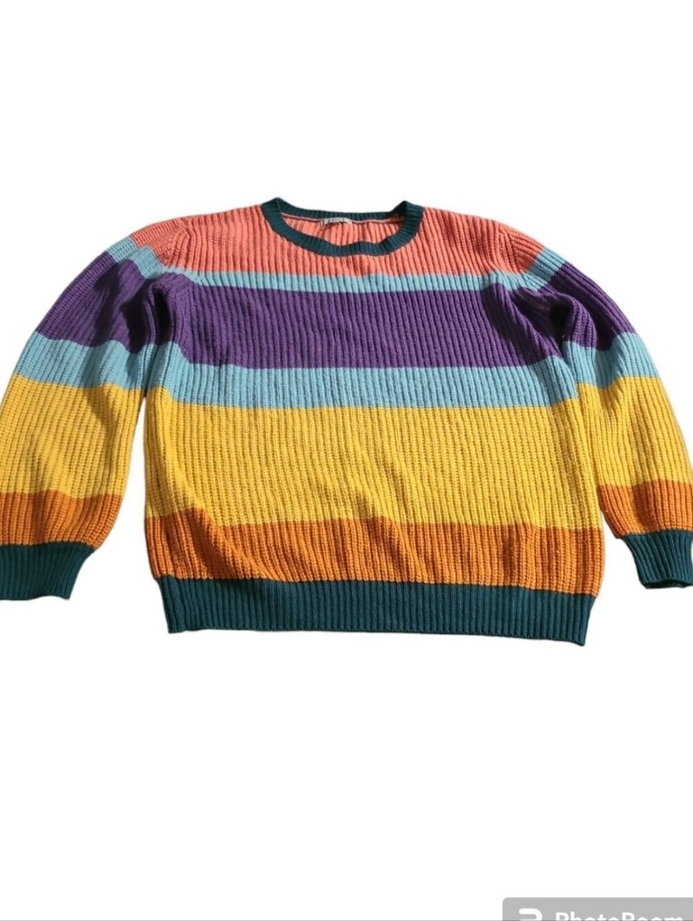 Jodifl Pullover Sweater Womens Size Medium Colorful Artsy Stripes Casual Comfy